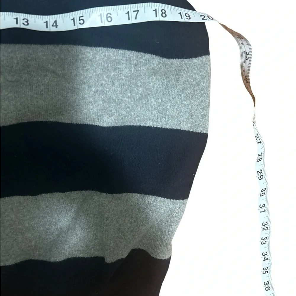J.Crew Navy Gray Striped Sweater Vest Mens L Preppy Cotton Cashmere